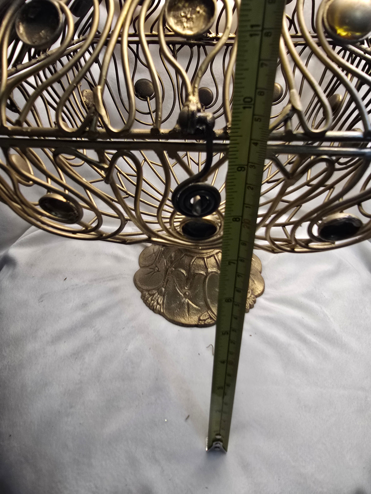 Ornate Gold Metal Wire Pedestal Basket with Lid Decorative Centerpiece