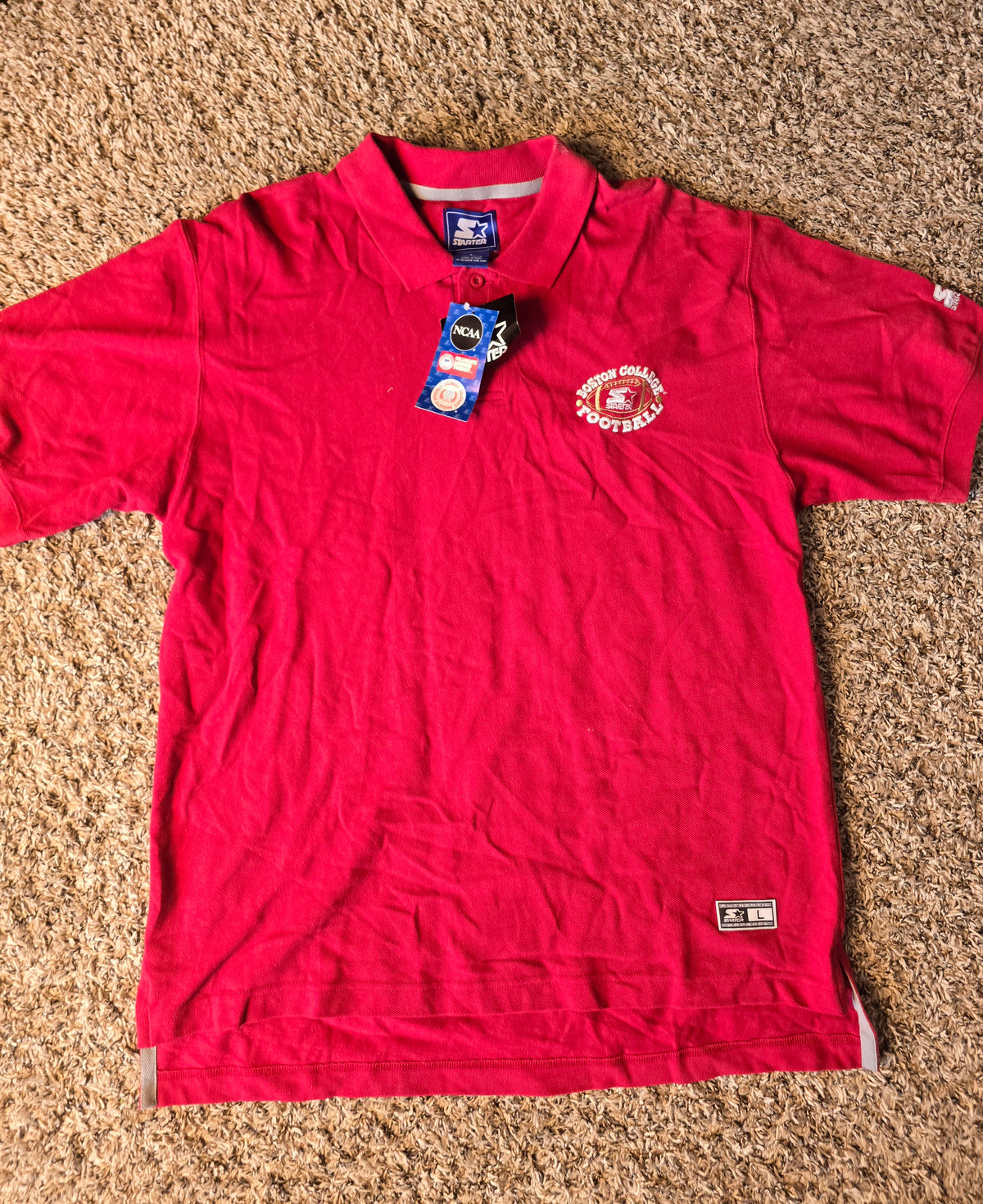 Starter Boston College Football Men's Polo Shirt Red Size Large NCAA NWT