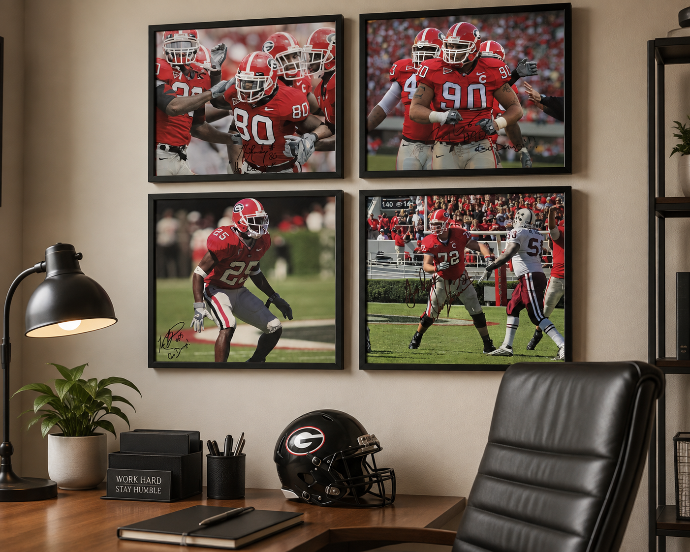 Lot of 4 Georgia Bulldogs Football Autographed Photos UGA Signed Memorabilia