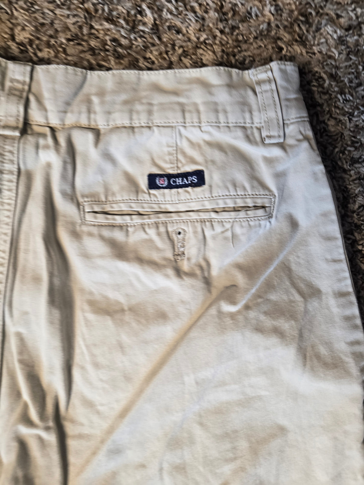 CHAPS Men's Khaki Beige Cotton Chino Shorts Size 30 Casual Flat Front