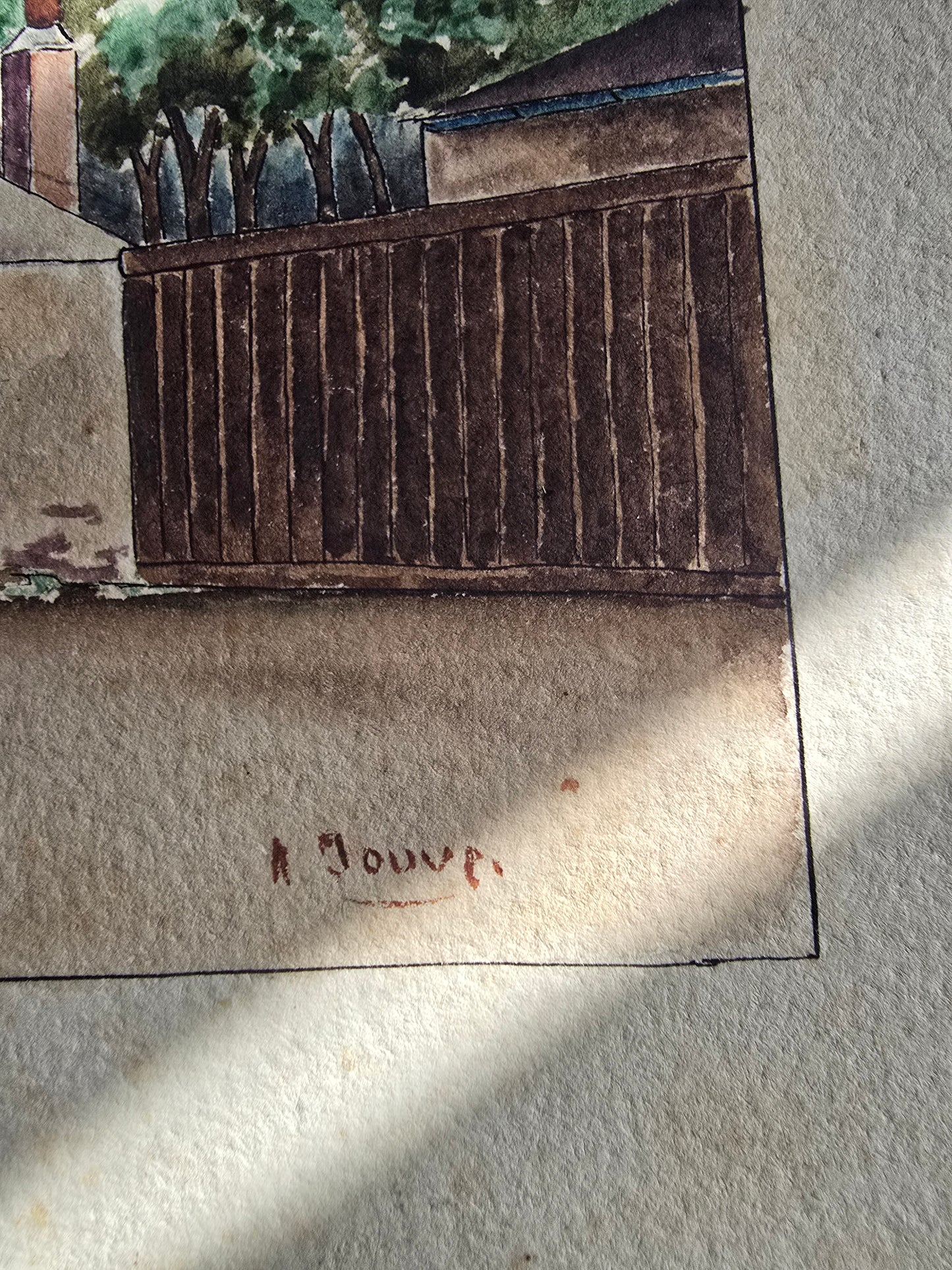 Antique French R. Jouven Signed Watercolor Montmartre Paris Street Scene 8.5” x 5”
