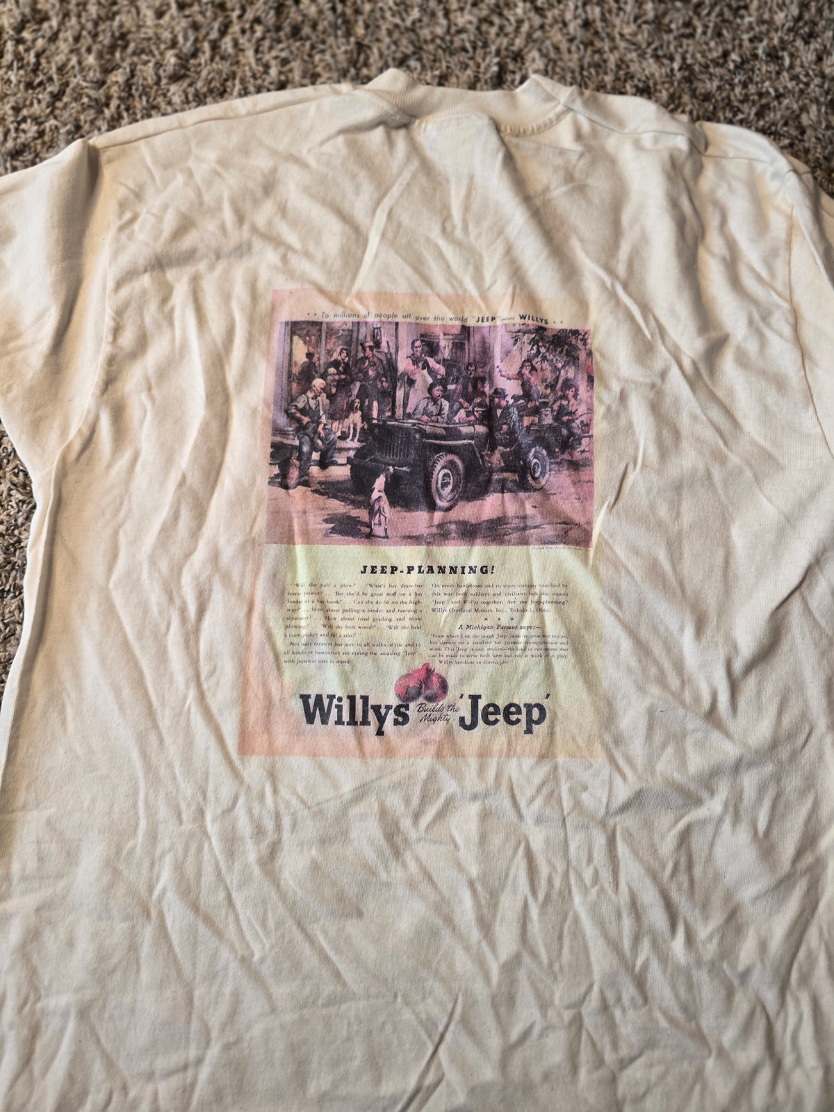 Vintage Jeep Willys T-Shirt Men’s Large USA Made 100% Cotton Graphic Tee