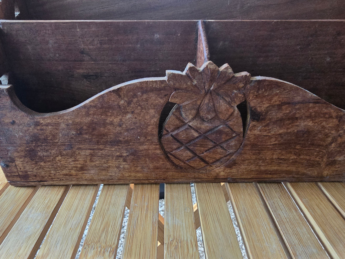 Vintage Rustic Wooden Pineapple Mail & Letter Organizer – Hand Carved Desk Storage