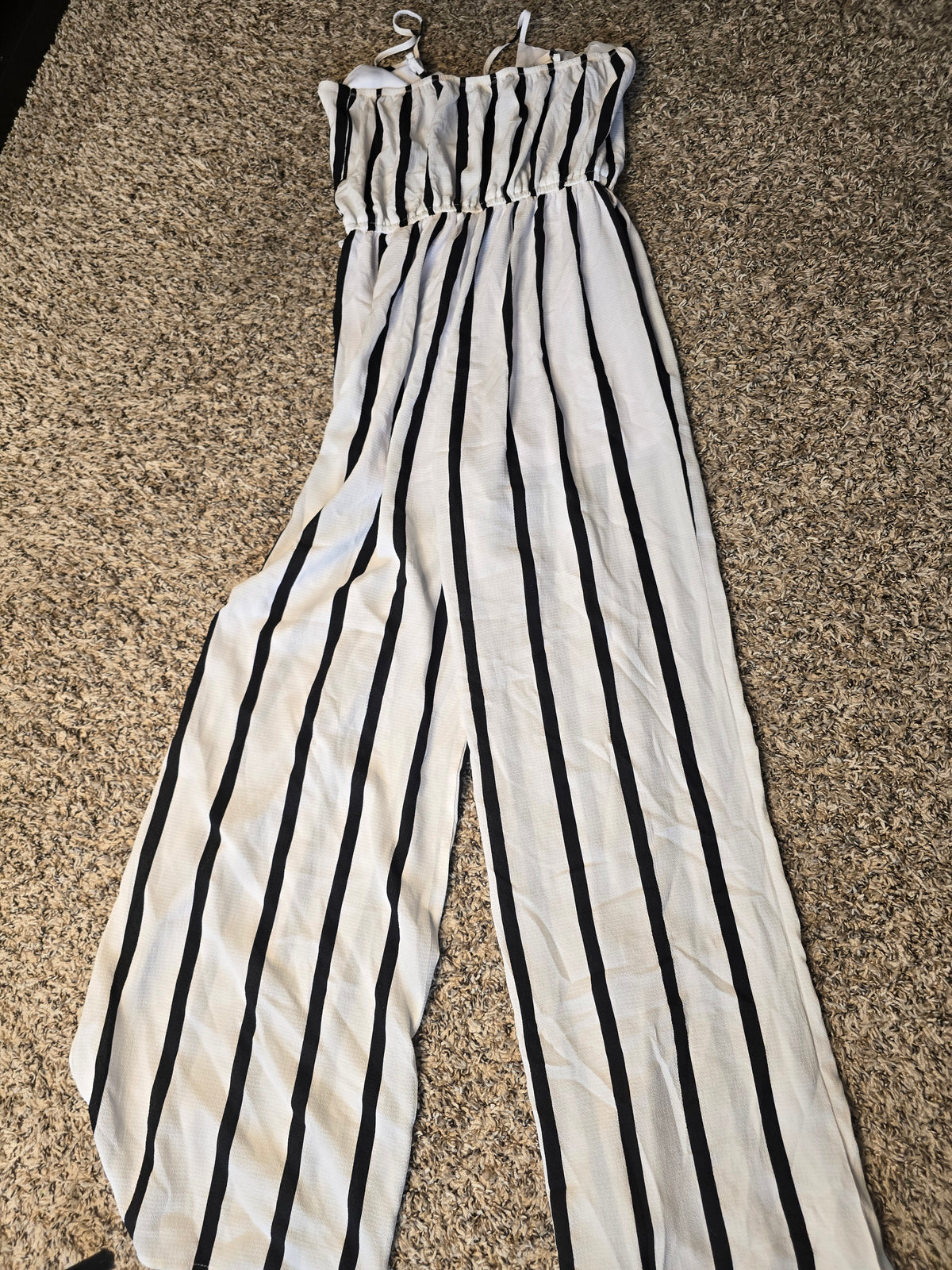 For Joseph Black White Striped Wide Leg Jumpsuit Women’s Size S Spaghetti Strap