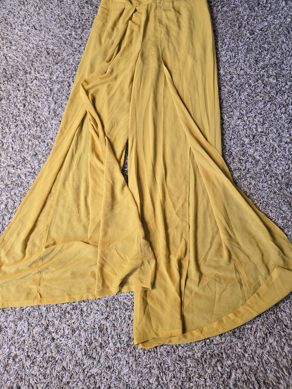 Fashion Nova Mustard Yellow Wide Leg Palazzo Pants Women's Medium Flowy High Waist