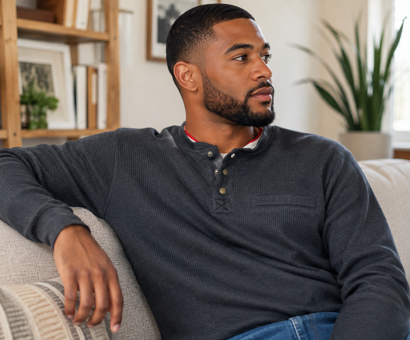 Coleman Men’s XL Sherpa-Lined Henley Pullover – Charcoal Gray