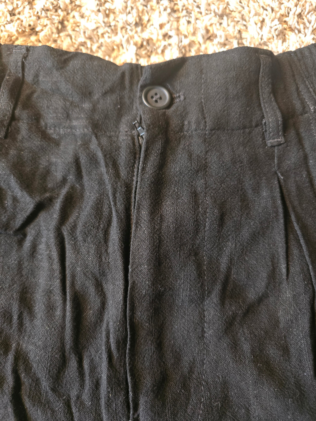 Fashion Nova Black High-Waisted Pleated Linen Blend Shorts Size M