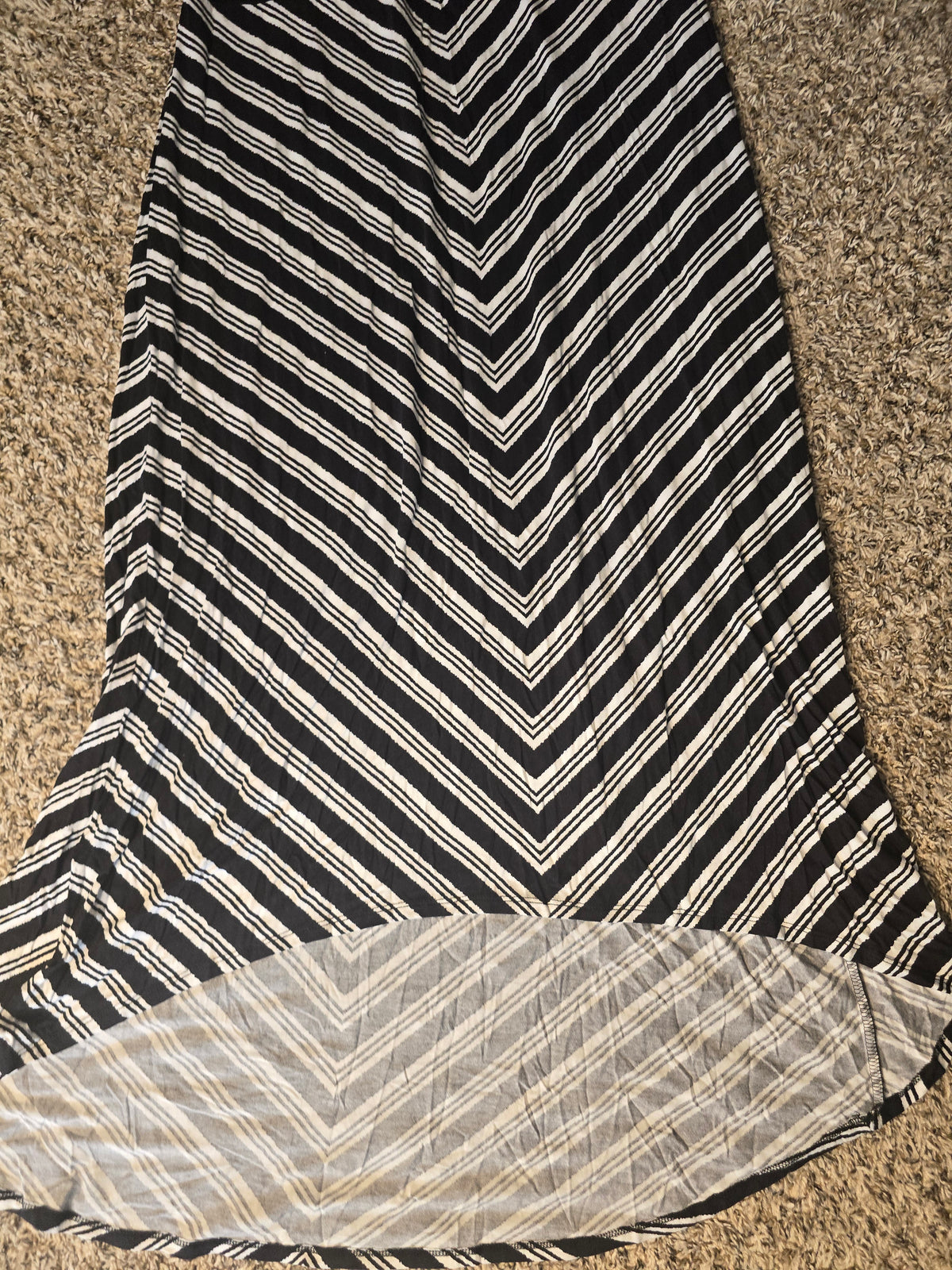 Mary McFadden Collection Black & White Chevron Stripe Maxi Dress XL