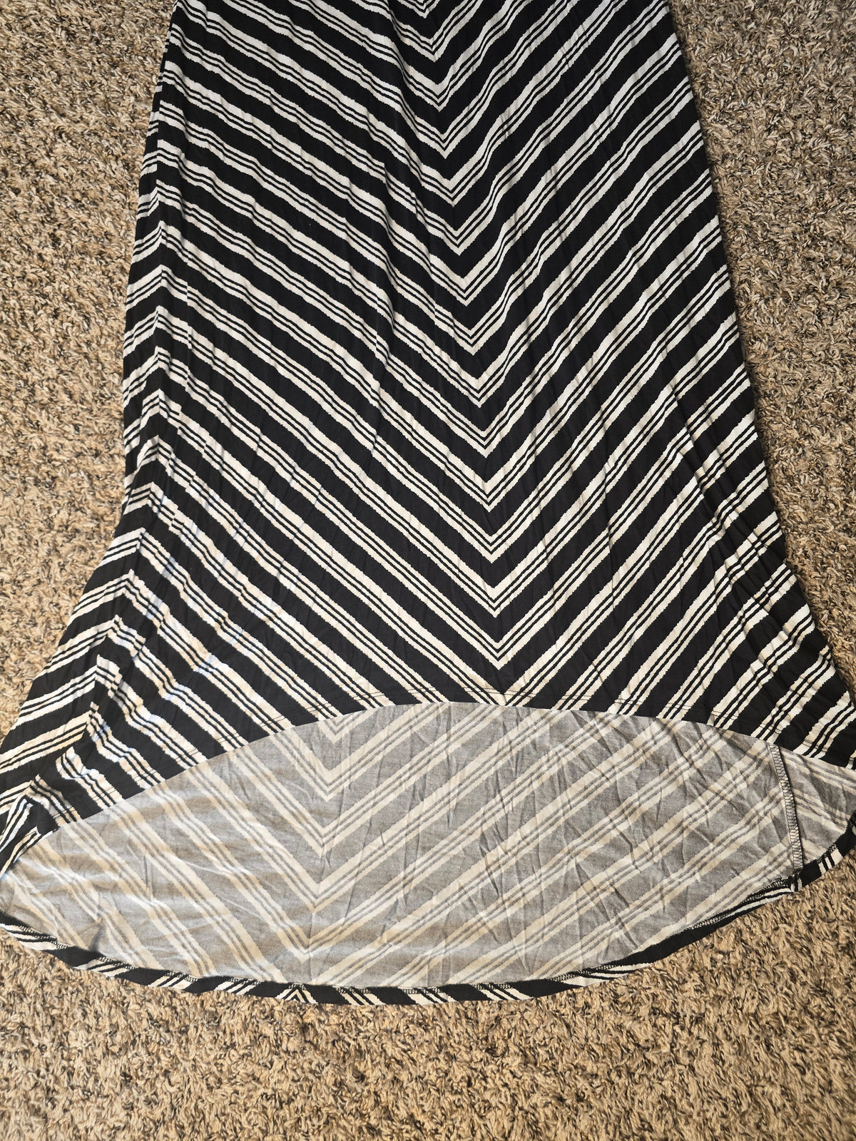 Mary McFadden Collection Black & White Chevron Stripe Maxi Dress XL