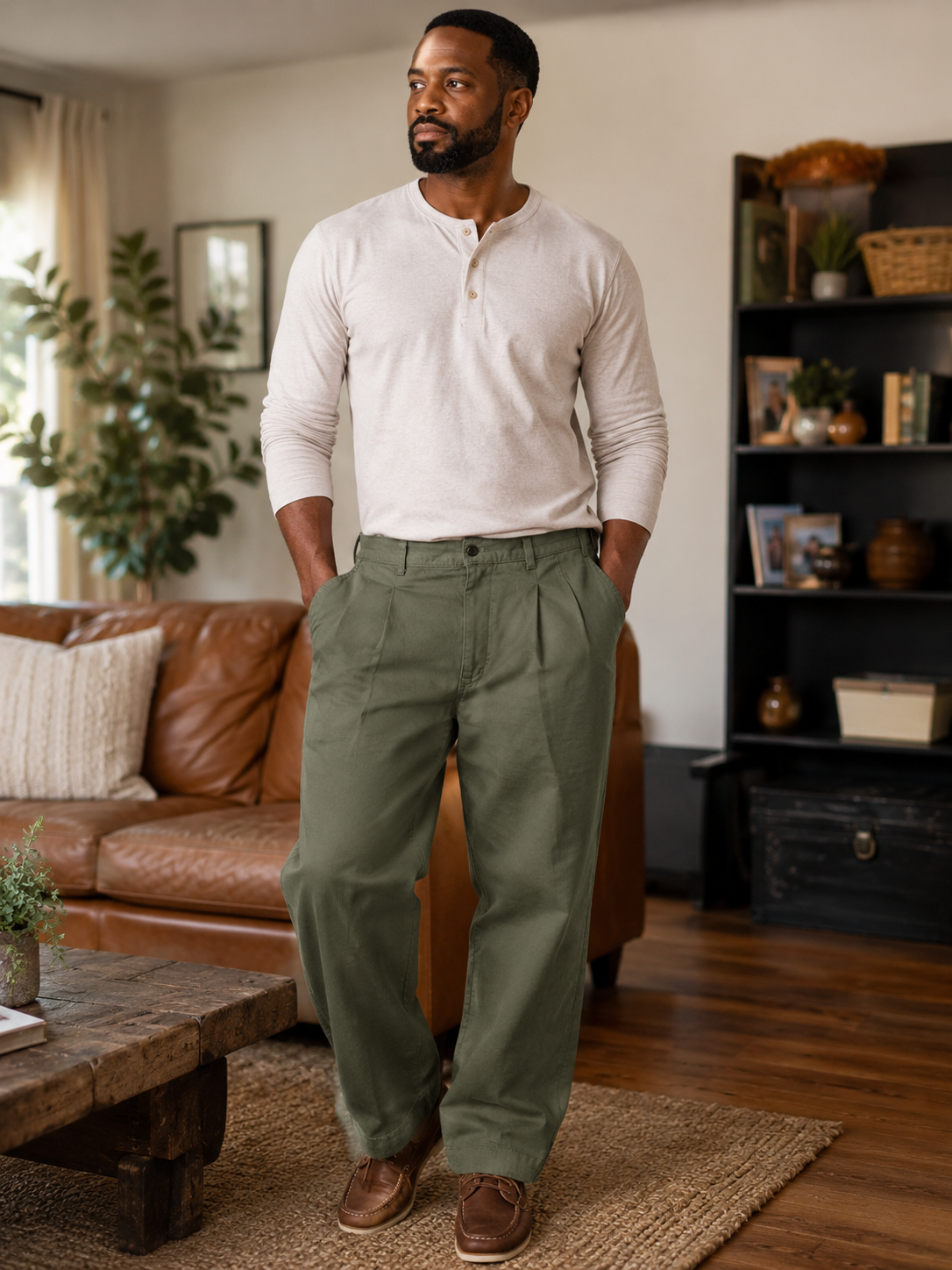 Dockers Men’s Olive Green Pleated Pants – Classic Fit 33x30