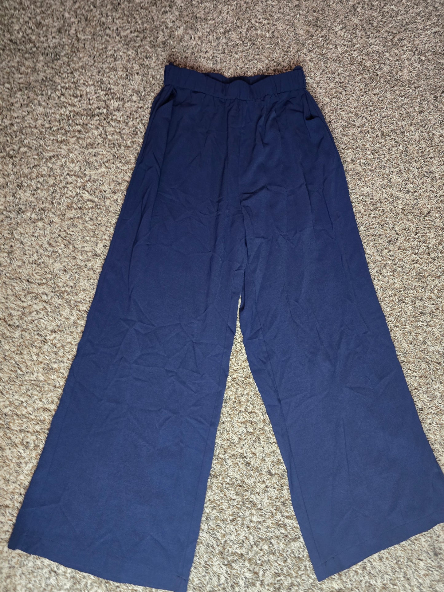 SHEIN Navy Blue Wide-Leg Pants – Women's Size Large