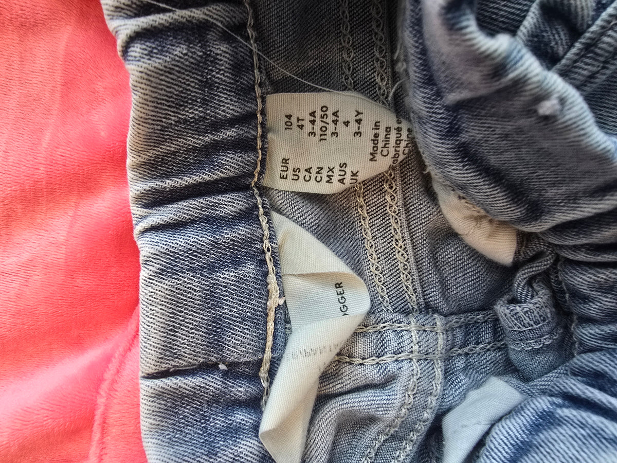 Girls H&M Pink Velour Hoodie & Blue Denim Joggers Mix & Match Set Size 3–4Y