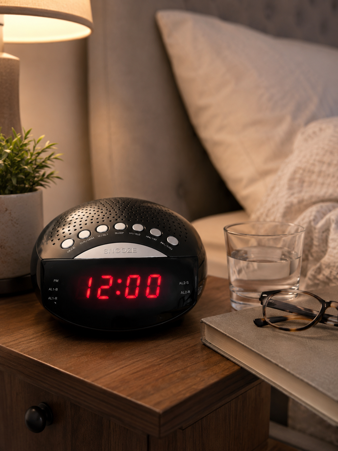 Supersonic Digital Alarm Clock Radio – Dual Alarm, FM Radio, Snooze – Black