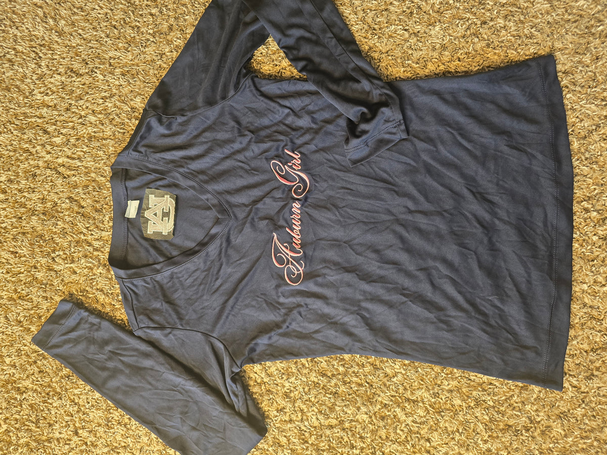 Auburn Tigers Women's XS Long Sleeve V-Neck Shirt Navy Blue Auburn Girl NCAA