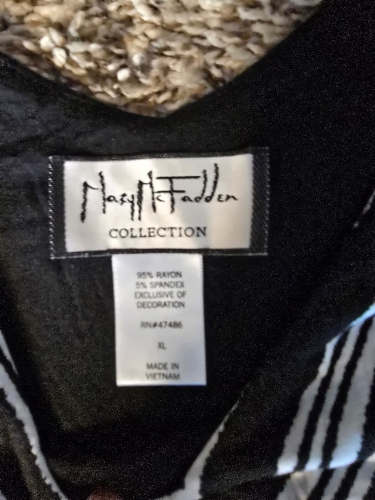 Mary McFadden Collection Black & White Chevron Stripe Maxi Dress XL