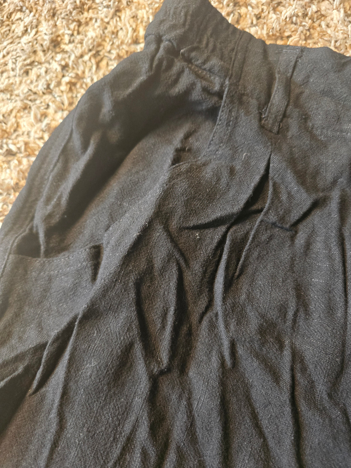 Fashion Nova Black High-Waisted Pleated Linen Blend Shorts Size M