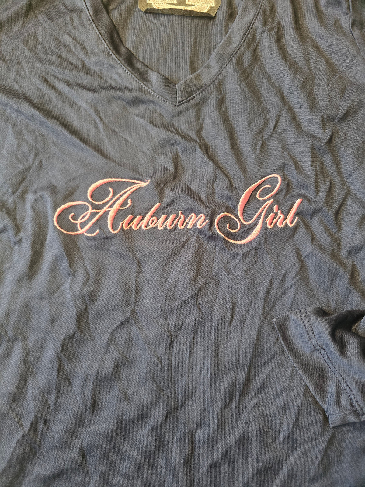 Auburn Tigers Women's XS Long Sleeve V-Neck Shirt Navy Blue Auburn Girl NCAA