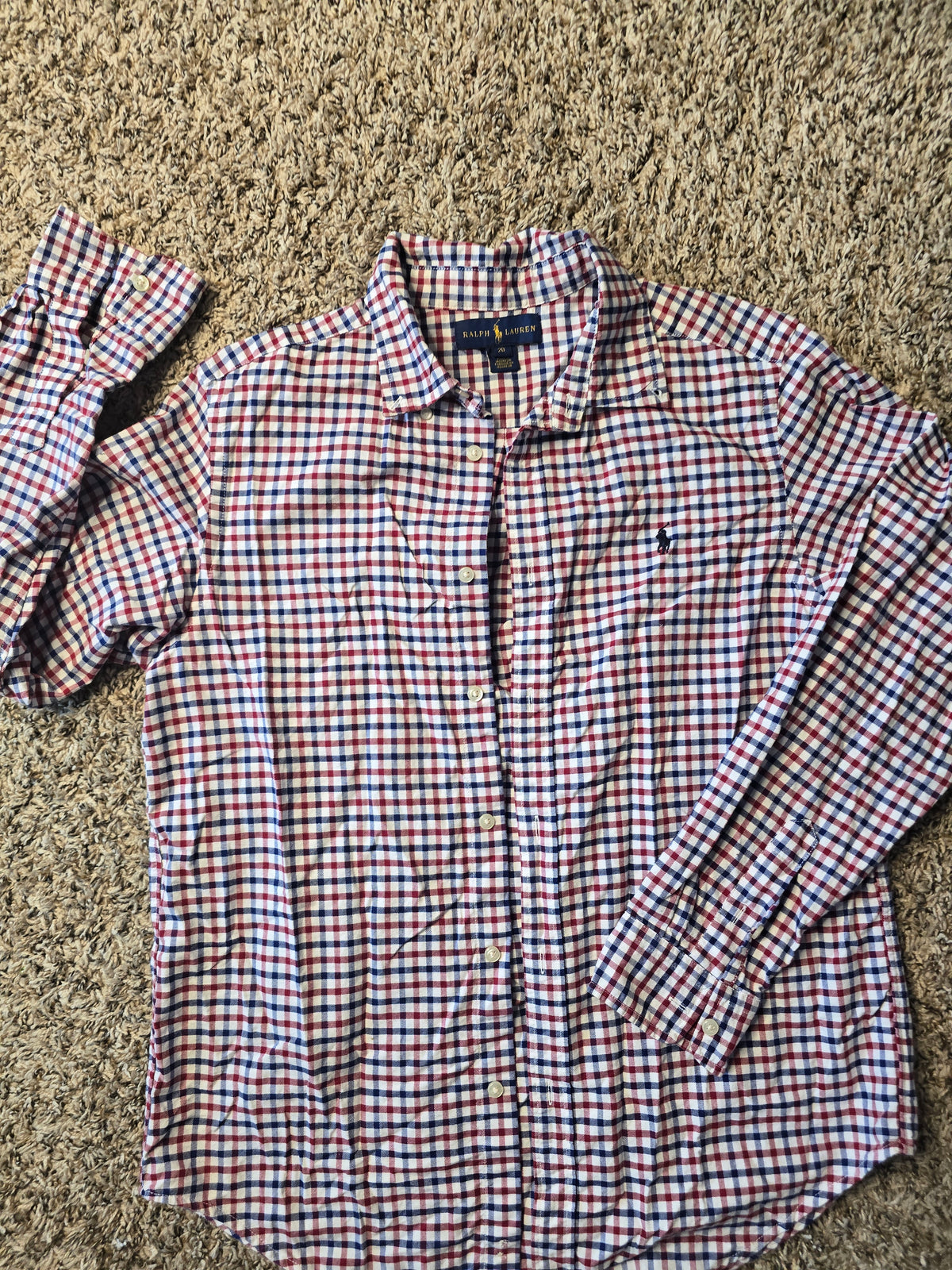 Ralph Lauren Women's Plaid Button-Down Shirt Size 20 – Red, Navy & White