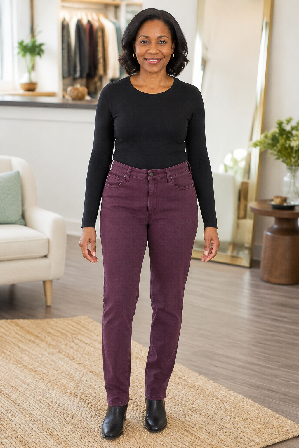 Gloria Vanderbilt Amanda Classic Fit Jeans – Burgundy/Wine – Size 10P