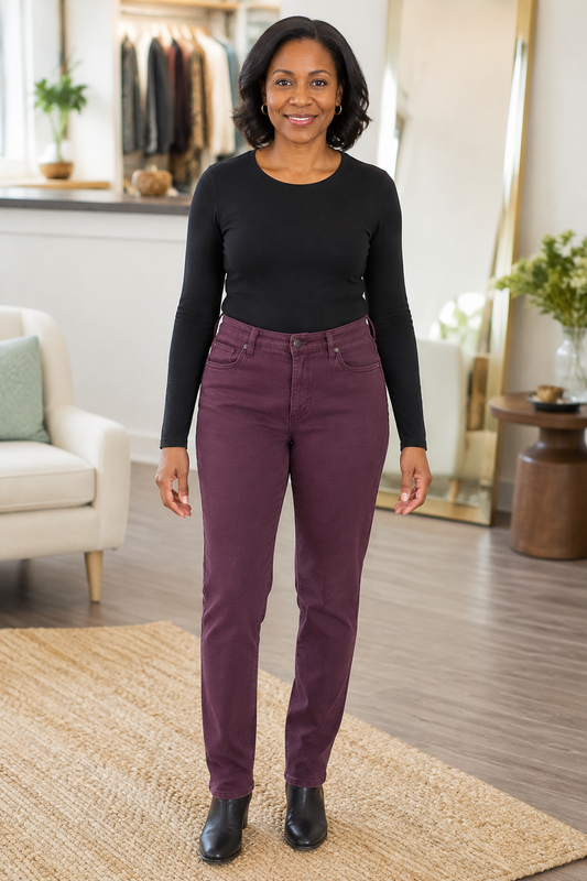 Gloria Vanderbilt Amanda Classic Fit Jeans – Burgundy/Wine – Size 10P
