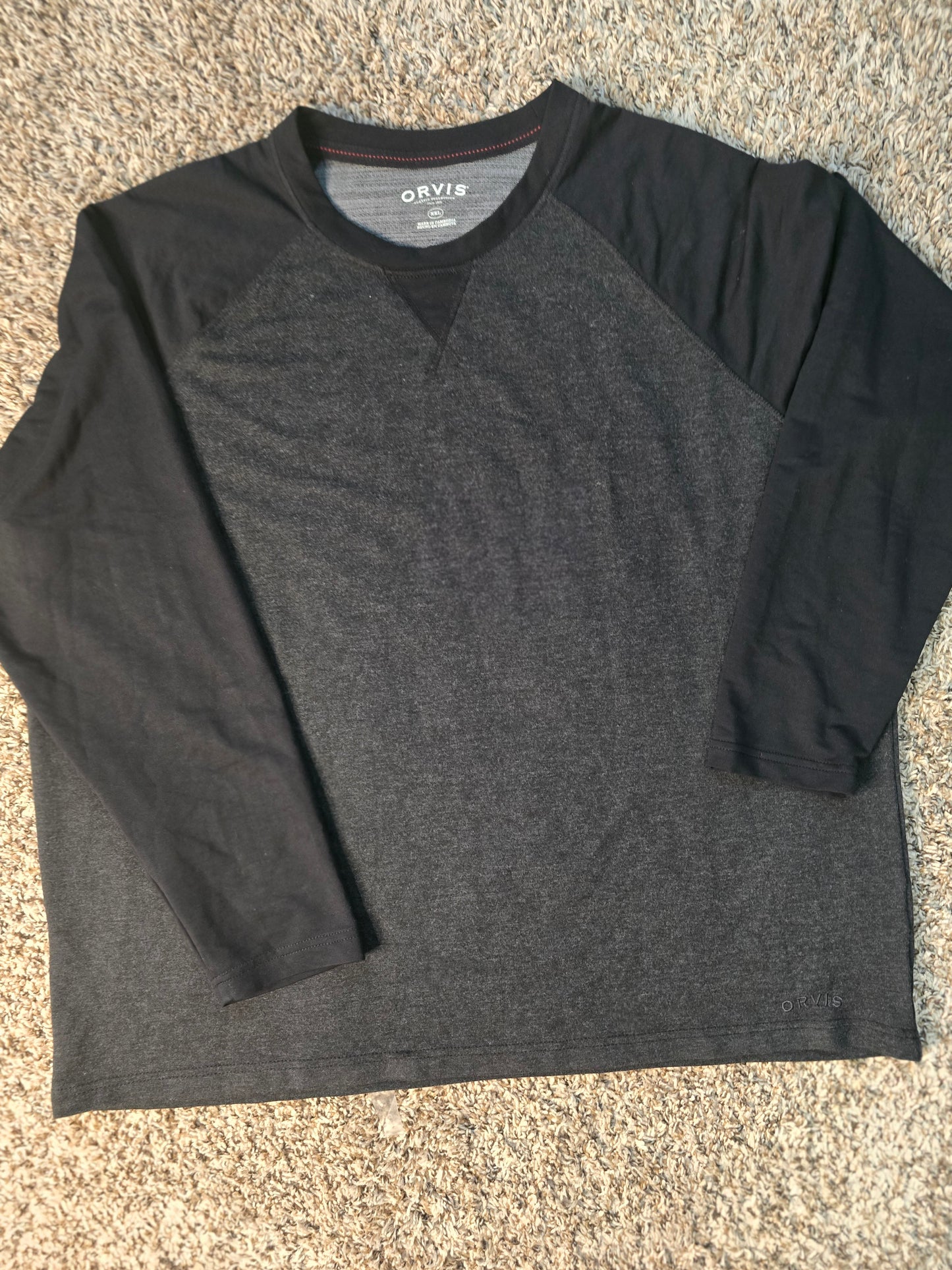 Orvis Men’s Long Sleeve Raglan Shirt – Black & Charcoal Gray – XXL