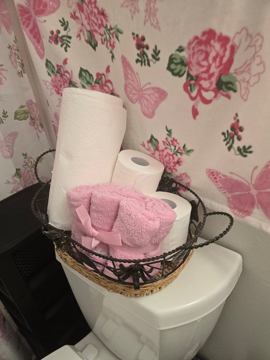 Metal Flower Themed Basket