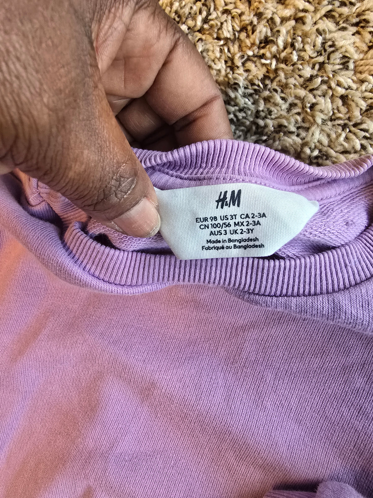 Girls H&M & Levi’s 2-Piece Outfit Set – Purple Sweatshirt & Light Wash Jeggings – Size 3T/4T