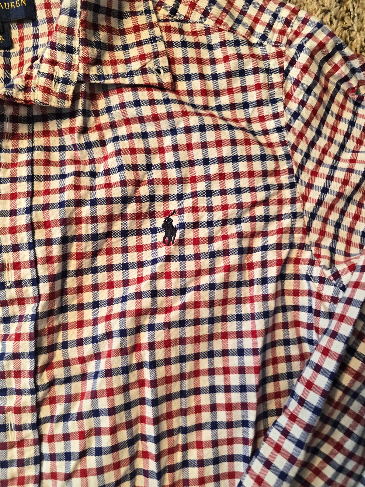 Ralph Lauren Women's Plaid Button-Down Shirt Size 20 – Red, Navy & White