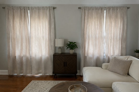 4-Piece Tan Shimmer Curtain Set – 80"L × 55"W Each