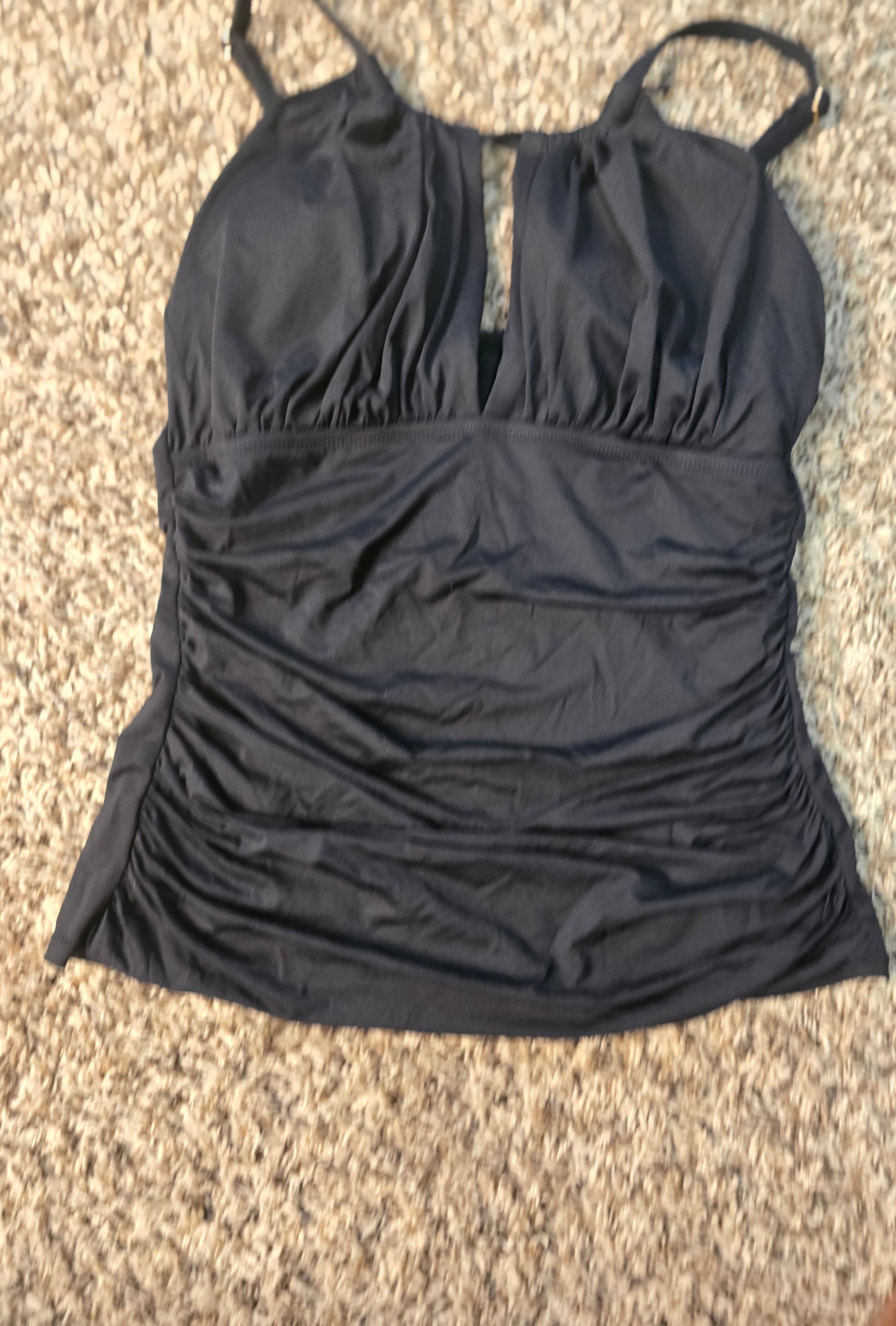 La Blanca Black Ruched Tankini Swim Top