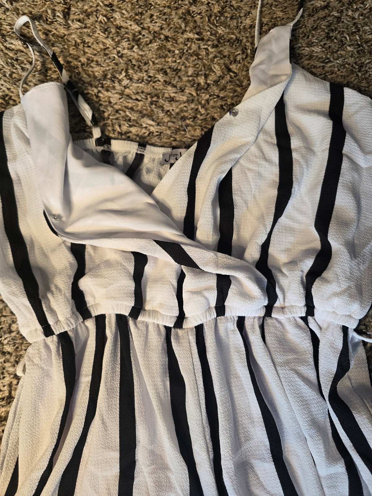 For Joseph Black White Striped Wide Leg Jumpsuit Women’s Size S Spaghetti Strap