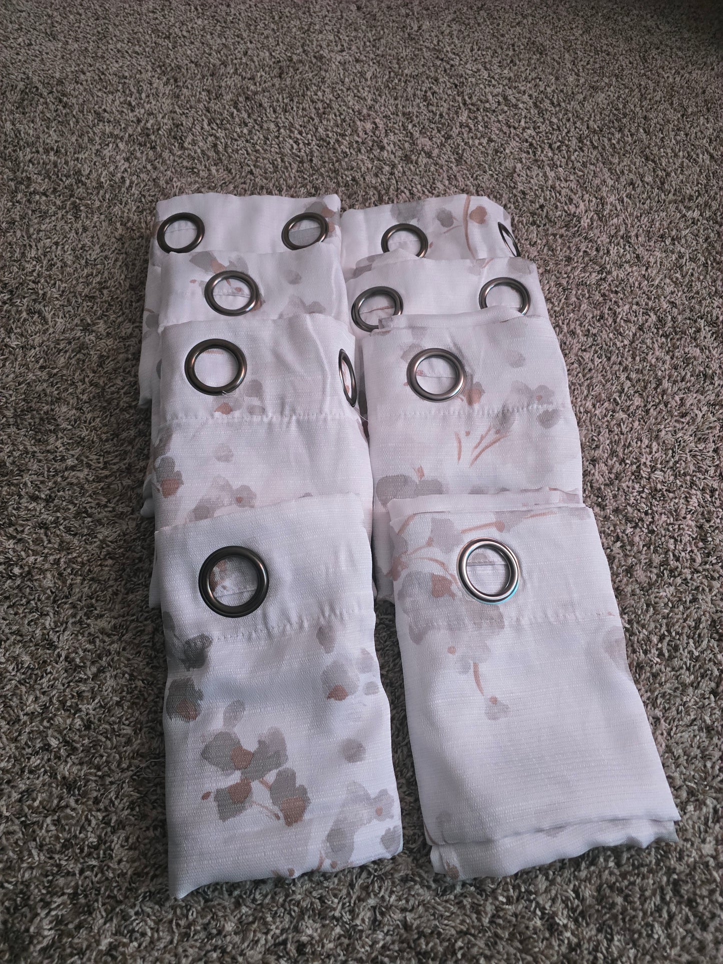 8-Piece Sheer Floral Grommet Curtain Set – 36"W × 81"L Each