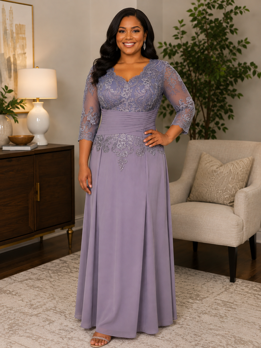 JJ's House Dusty Lavender Lace Formal Evening Gown – Women's Custom Size (See Measurements)