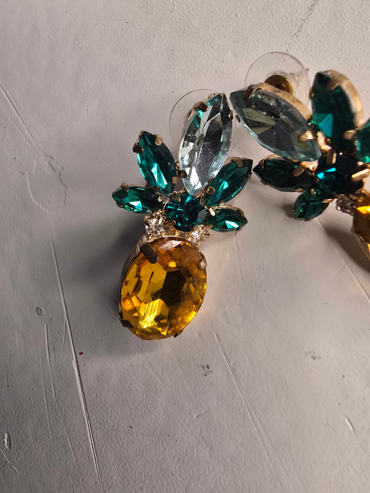 Pineapple Rhinestone Statement Earrings