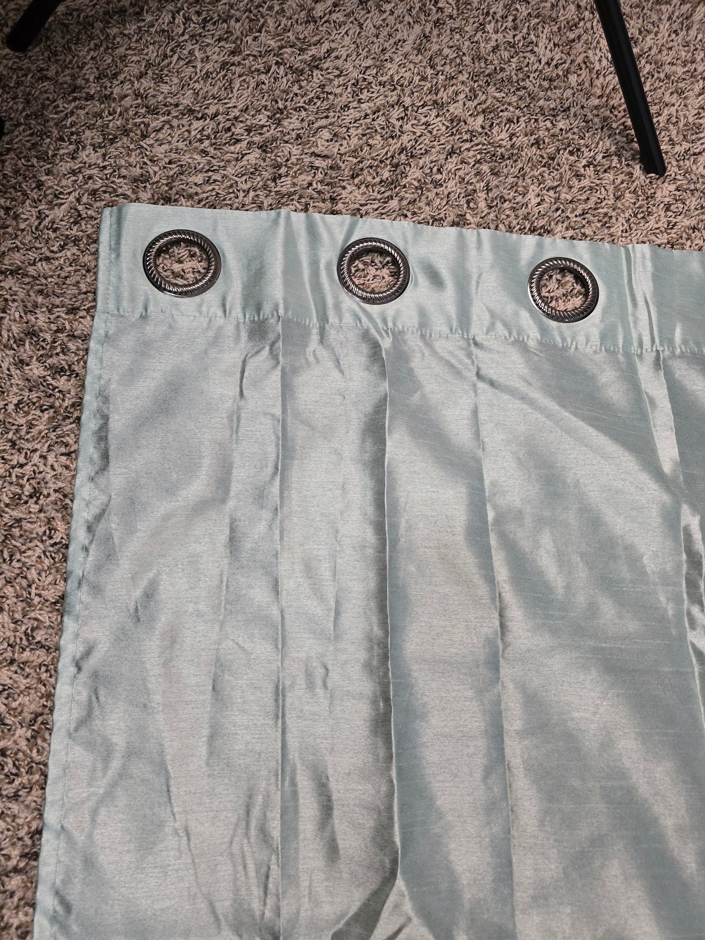 Set of 2 Mint Green Shimmer Grommet Curtain Panel – 36"W × 82"L