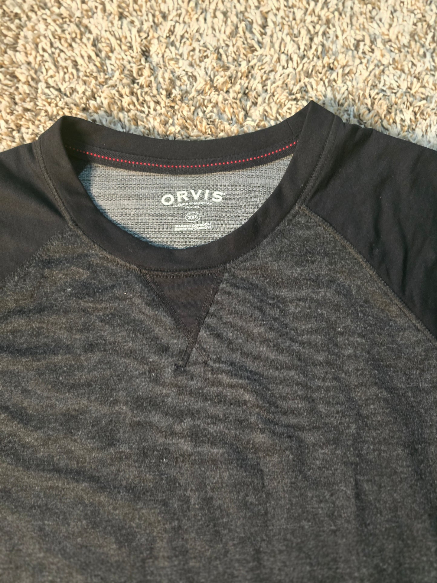Orvis Men’s Long Sleeve Raglan Shirt – Black & Charcoal Gray – XXL