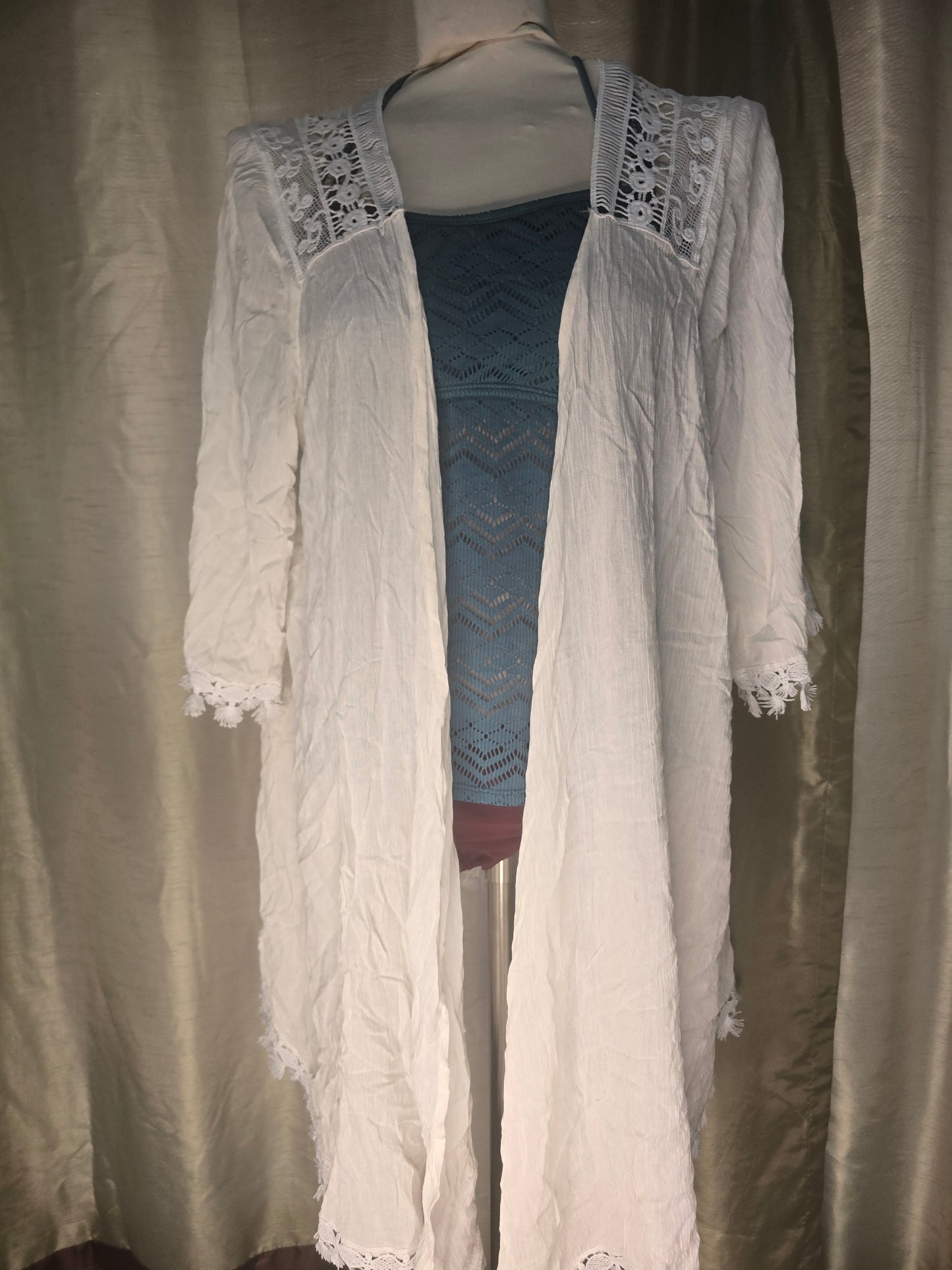 Indigo Rose White Lace Kimono Cover-Up – Women's Size 2X
