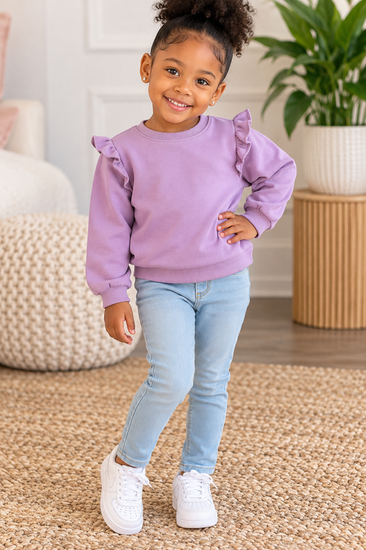 Girls H&M & Levi’s 2-Piece Outfit Set – Purple Sweatshirt & Light Wash Jeggings – Size 3T/4T