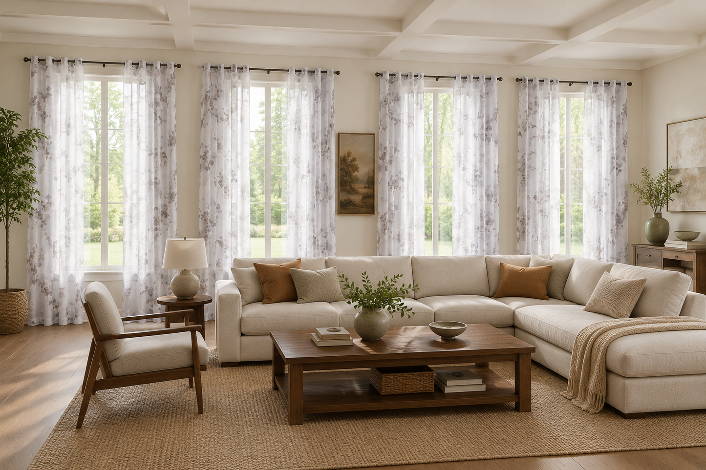 8-Piece Sheer Floral Grommet Curtain Set – 36"W × 81"L Each