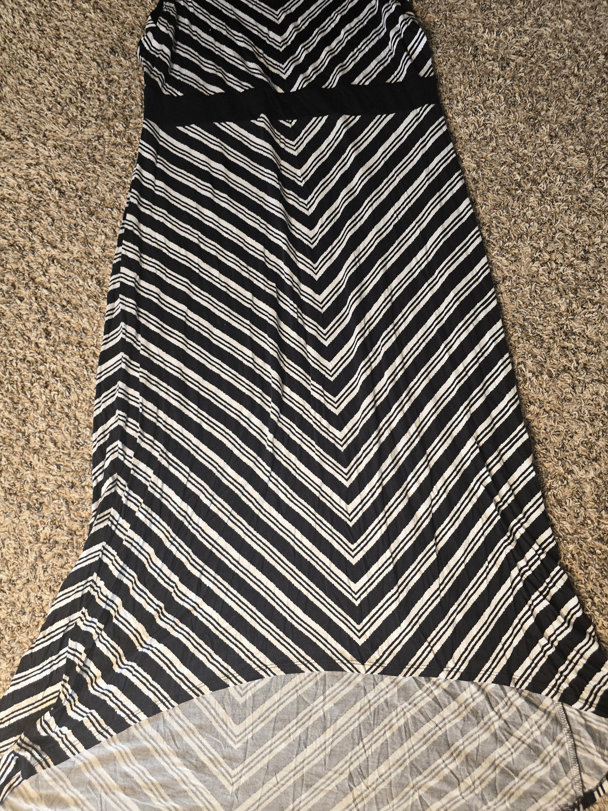 Mary McFadden Collection Black & White Chevron Stripe Maxi Dress XL