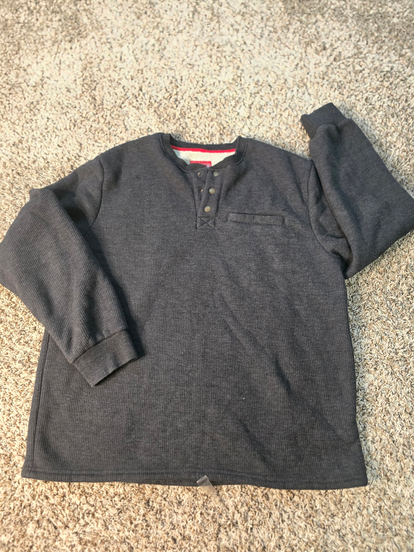 Coleman Men’s XL Sherpa-Lined Henley Pullover – Charcoal Gray