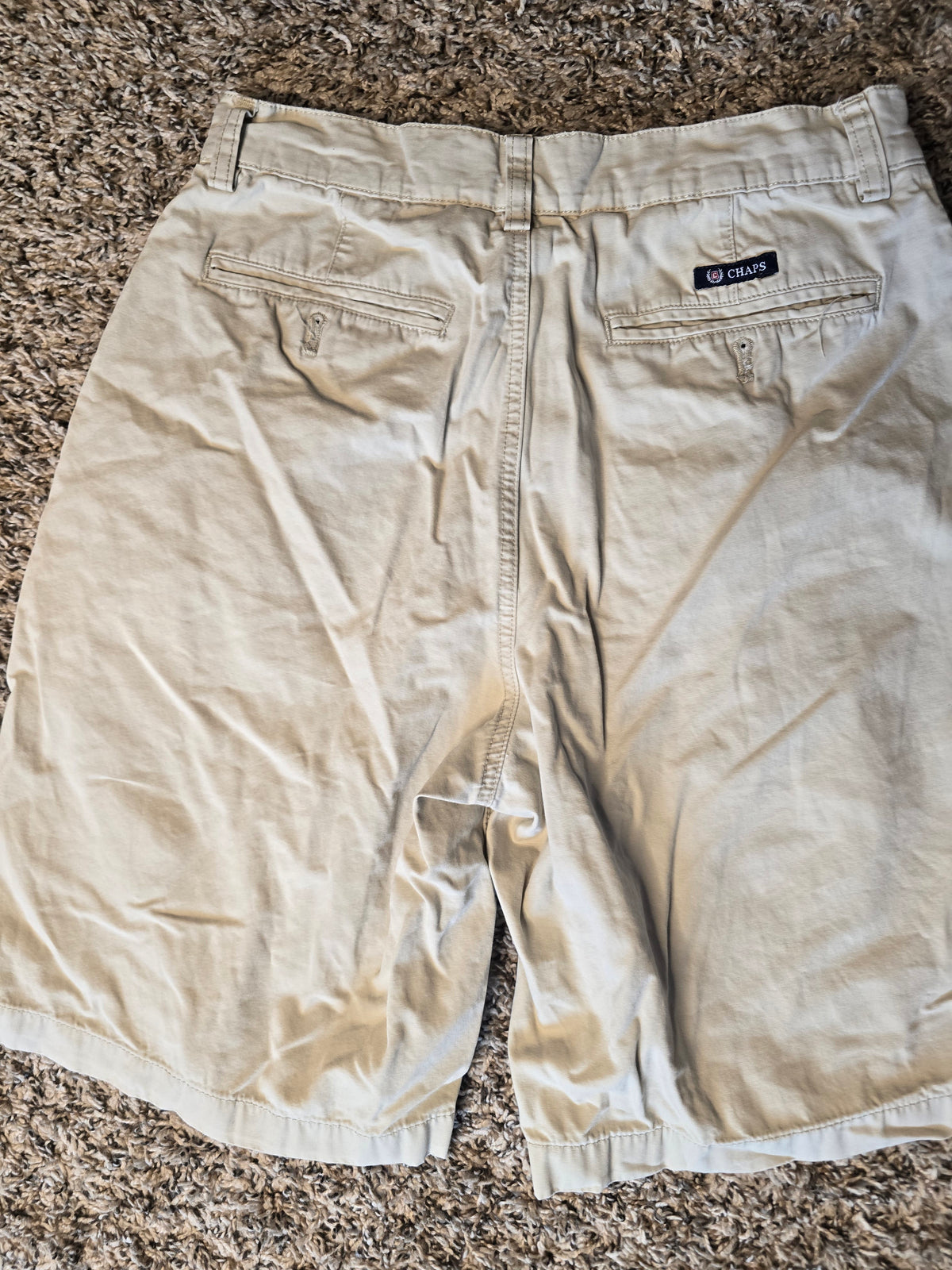 CHAPS Men's Khaki Beige Cotton Chino Shorts Size 30 Casual Flat Front