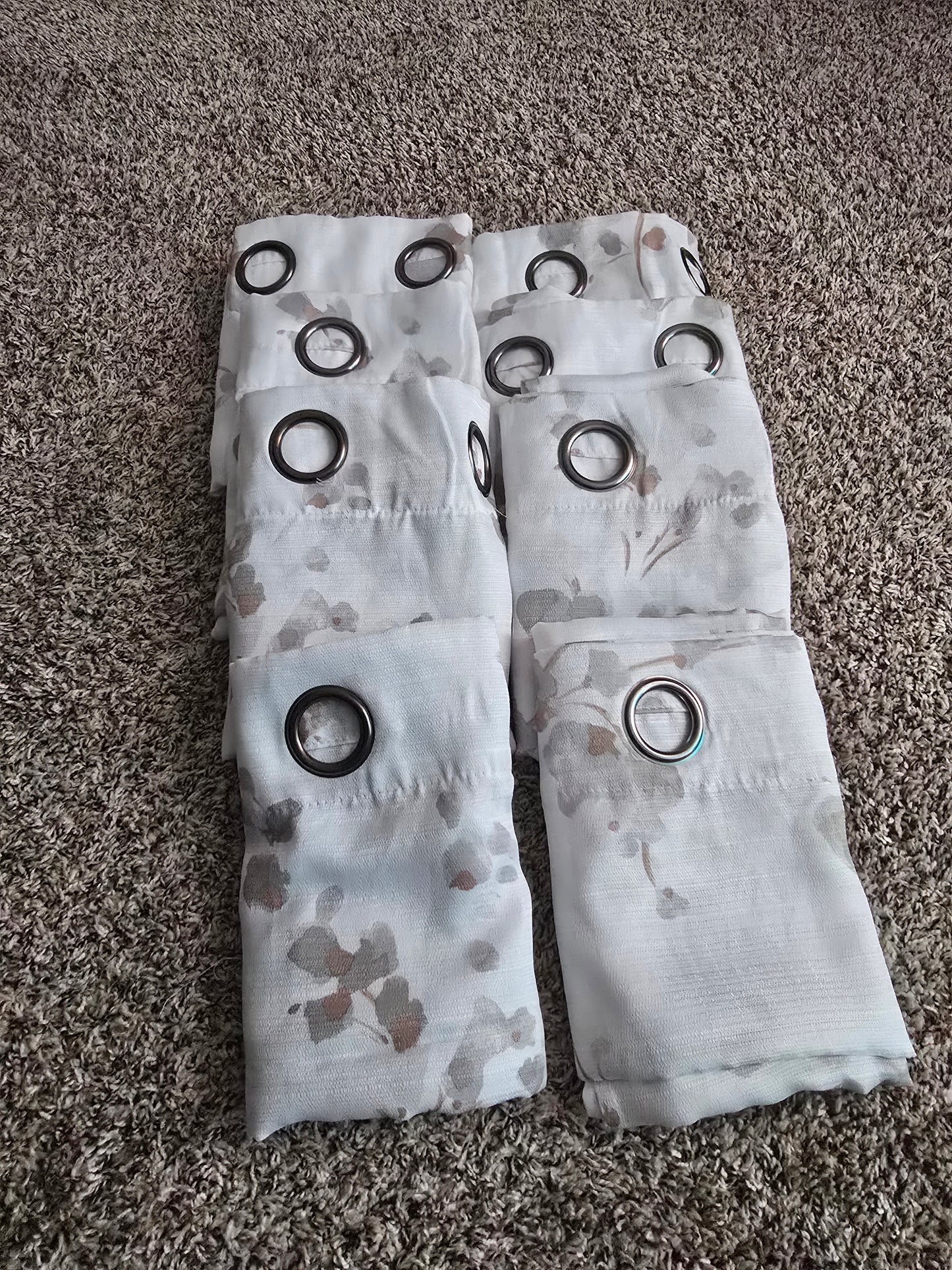 8-Piece Sheer Floral Grommet Curtain Set – 36"W × 81"L Each