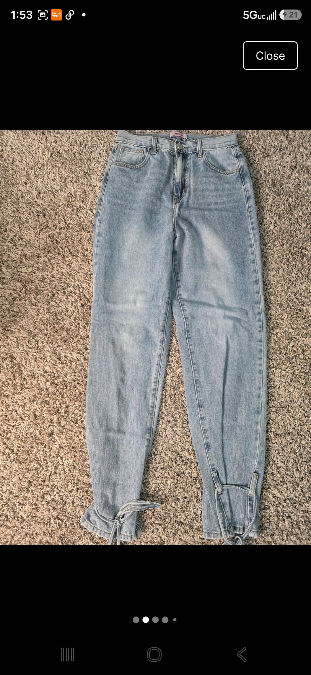 Misspap Light Wash High-Waisted Tie-Ankle Jeans – Size 36/S