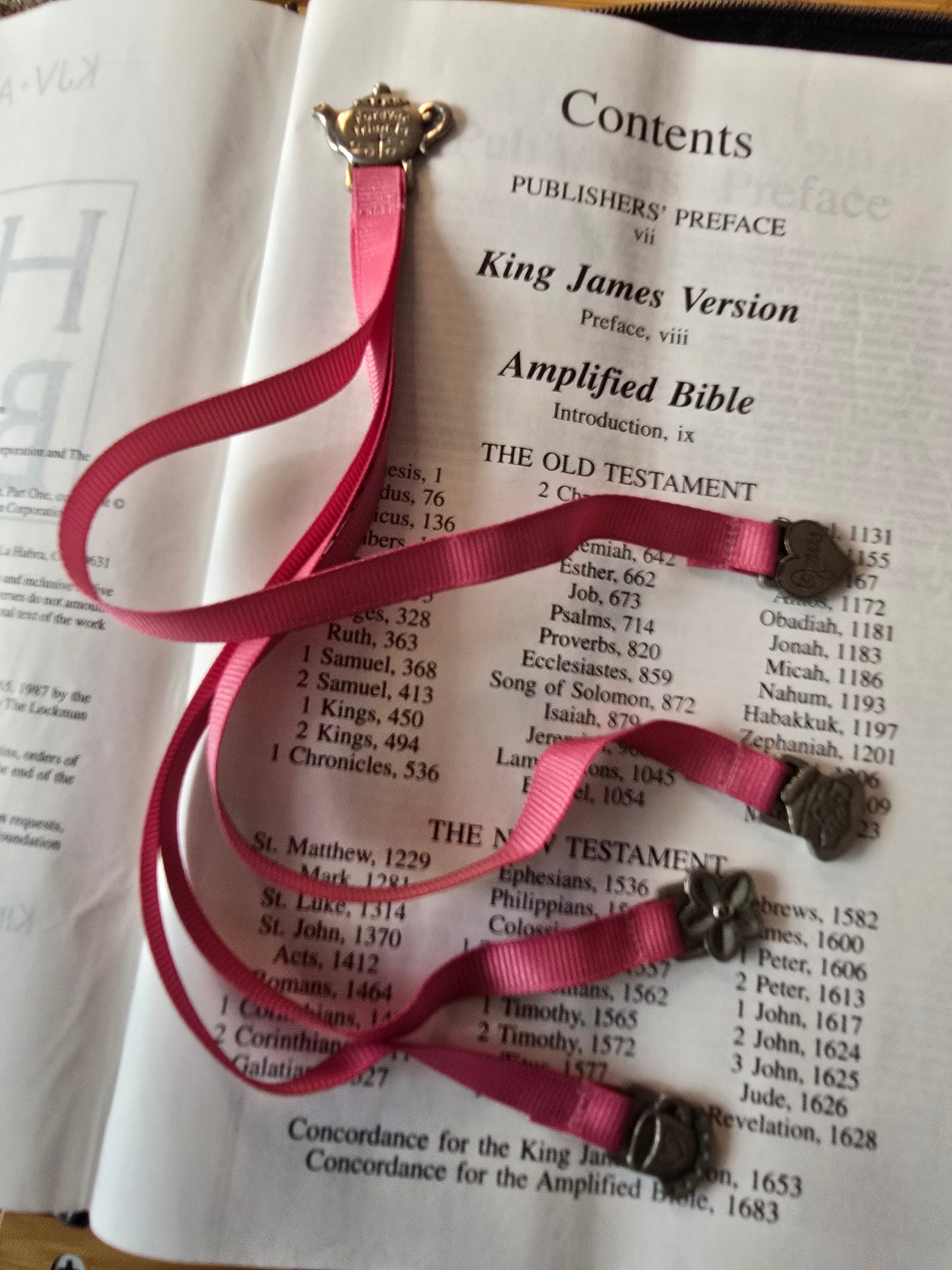 KJV & Amplified Parallel Holy Bible with Green Floral Bible Case + 4 Ribbon Bookmarks