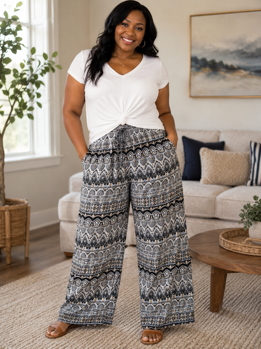Kim Rogers Curvy Women's Printed Pull-On Pants – Size 2X