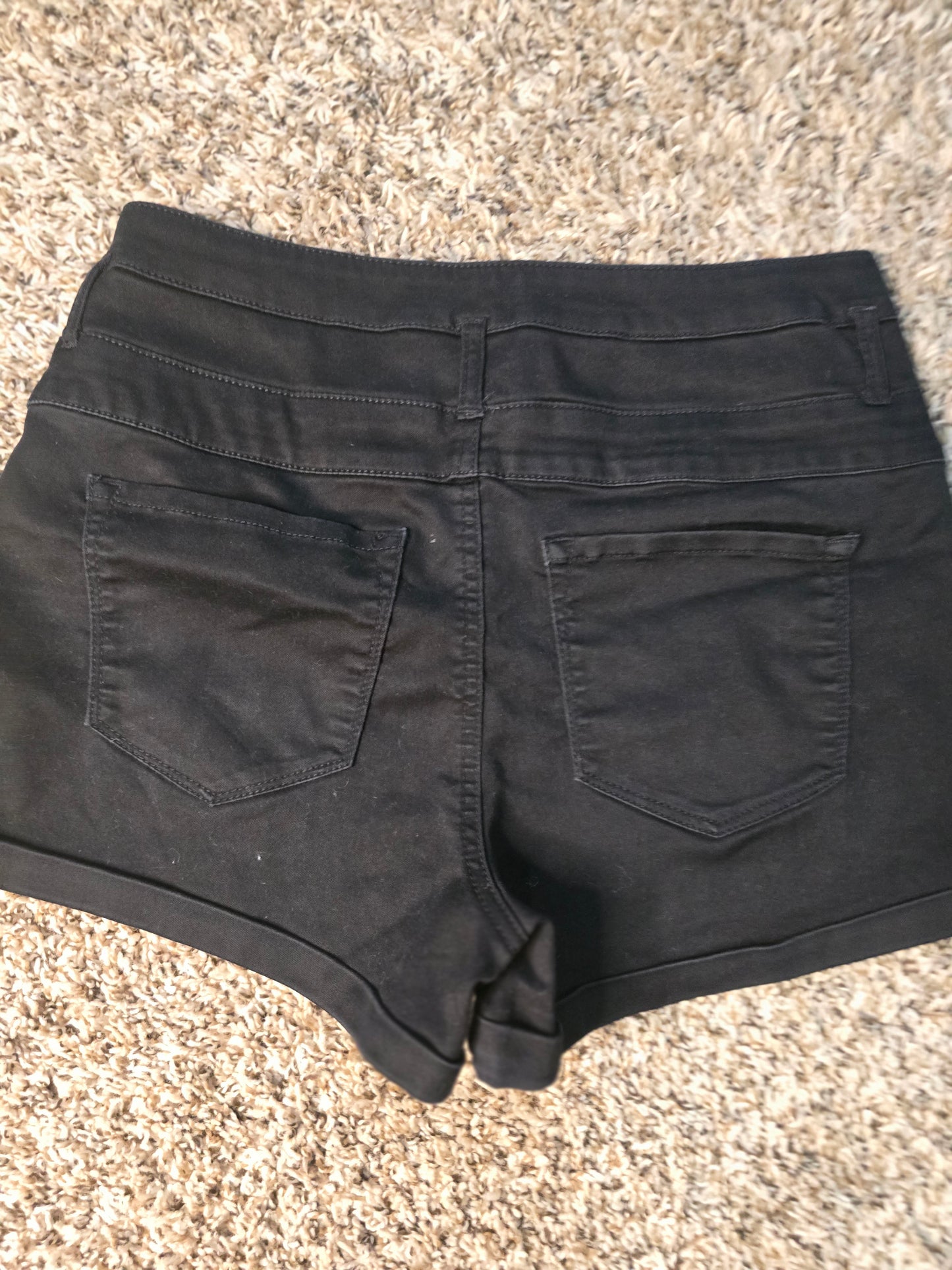 Women’s Black High-Waisted Triple Button Shorts – Size 8