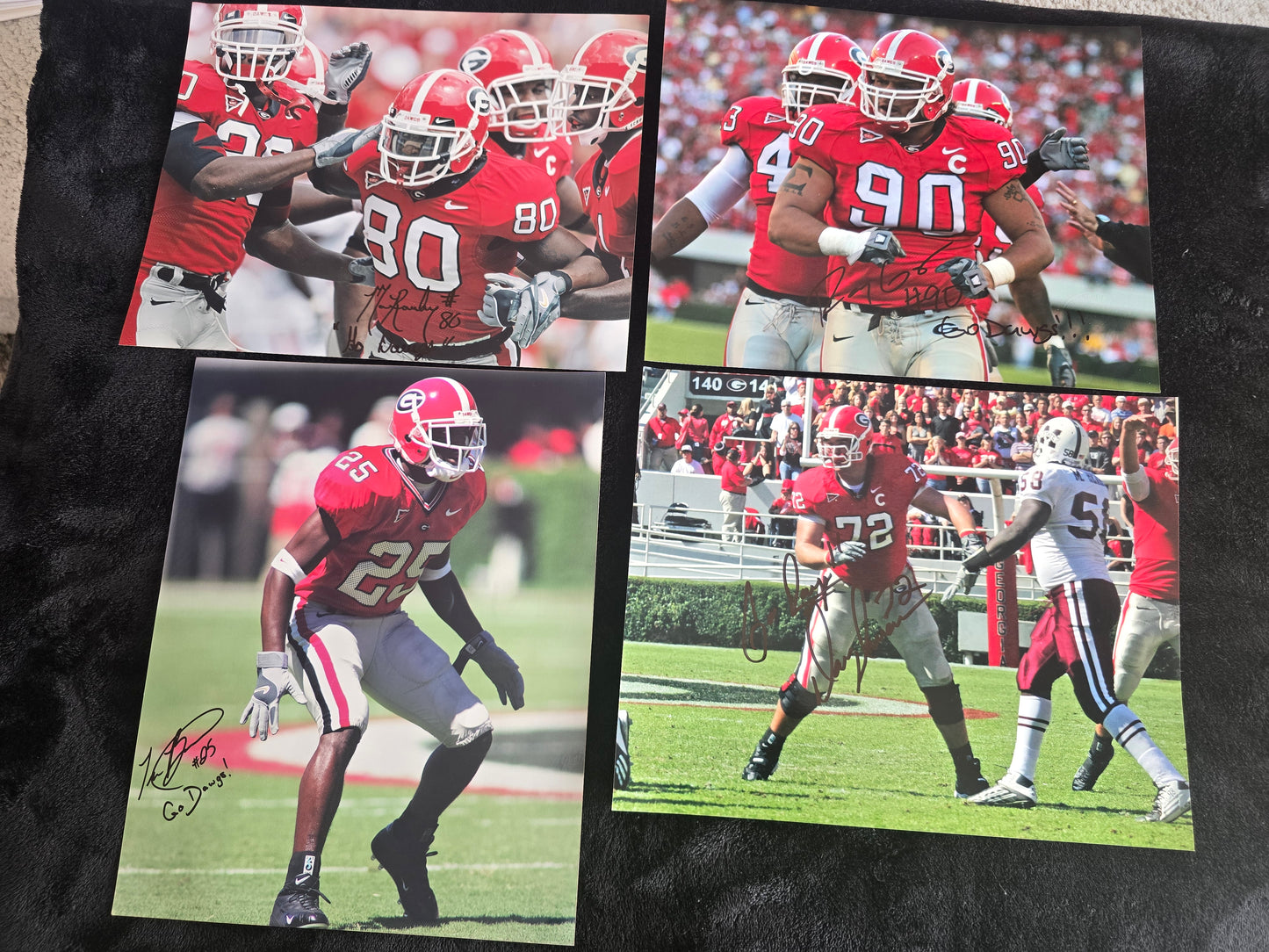 Lot of 4 Georgia Bulldogs Football Autographed Photos UGA Signed Memorabilia