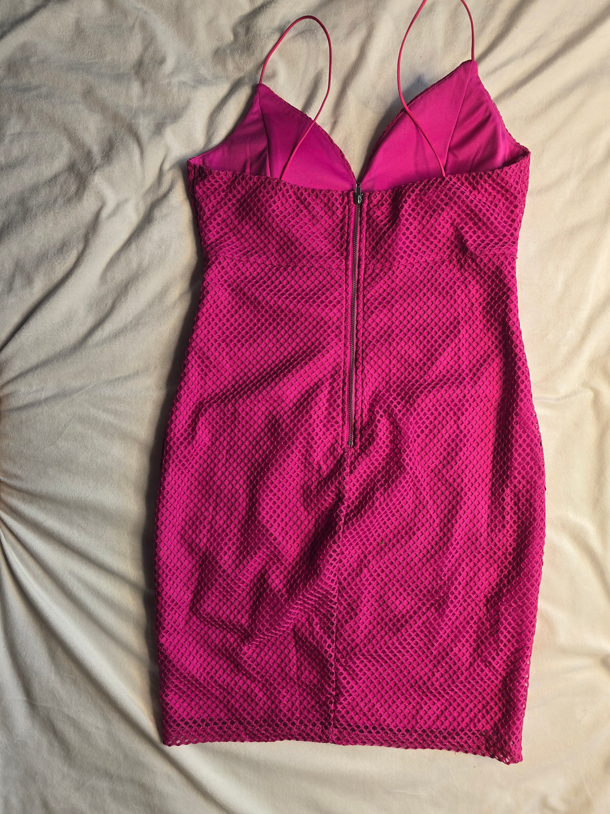 hot pink/fuchsia fitted dress size L