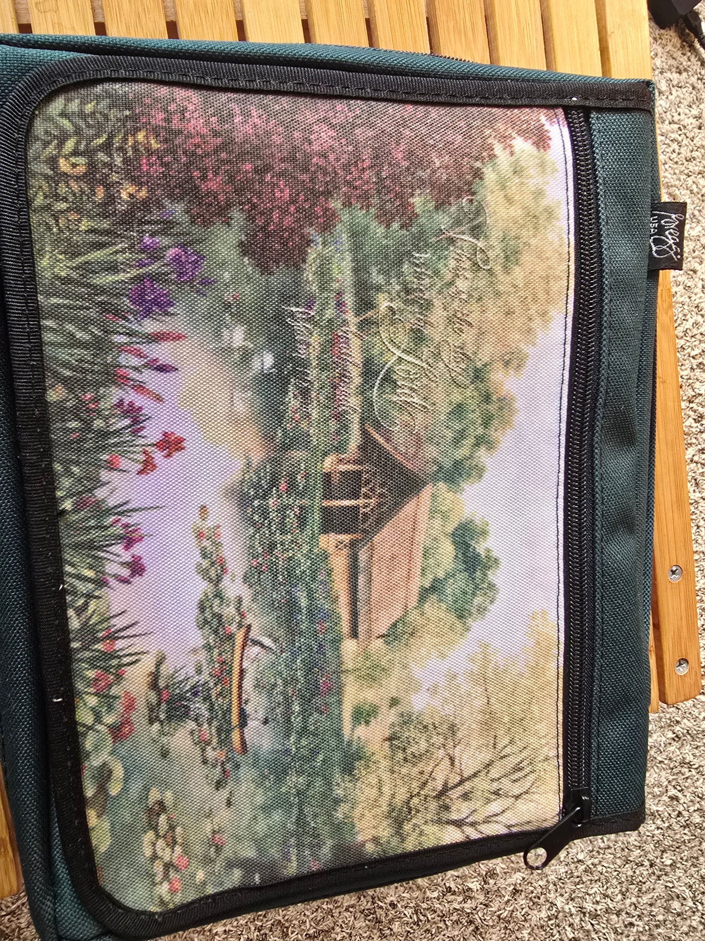 KJV & Amplified Parallel Holy Bible with Green Floral Bible Case + 4 Ribbon Bookmarks